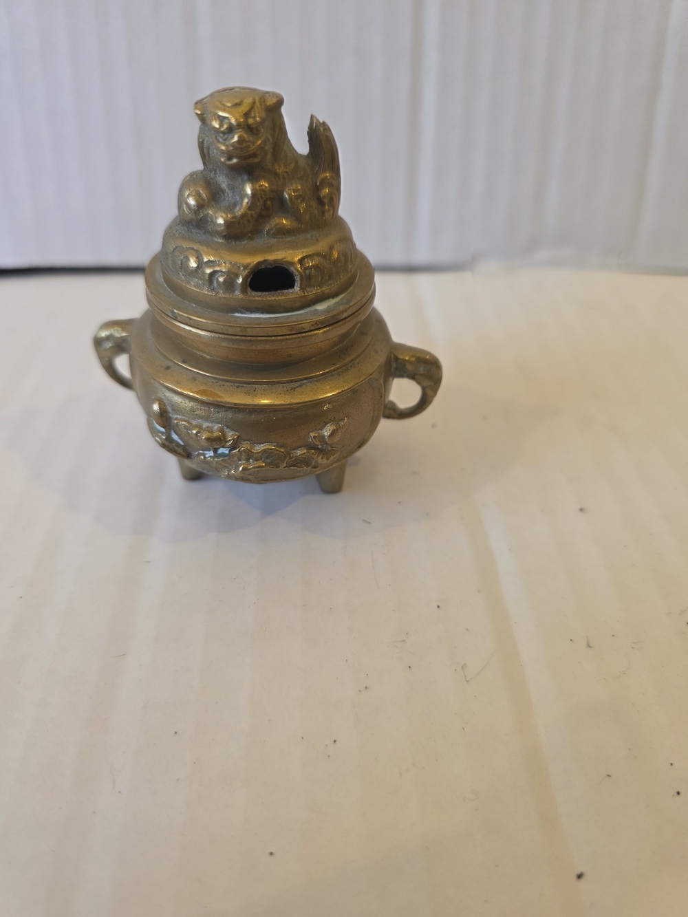 Brass Foo Dog Incense Burner - Gold Decorative Home Accent